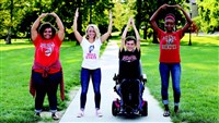 Buck-I-Experience photo showing a diverse group of students doing O-H-I-O